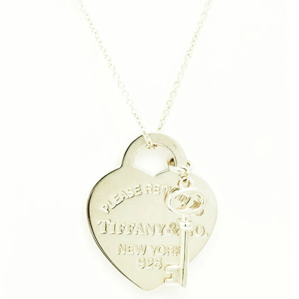 Tiffany Co to Heart Key Silver Pendant
